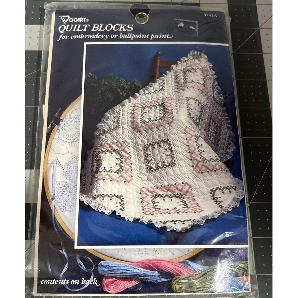 Vogart Quilt Blocks For Embroidery 6 18x18 inch squares 8742A Kit NEW/Sealed